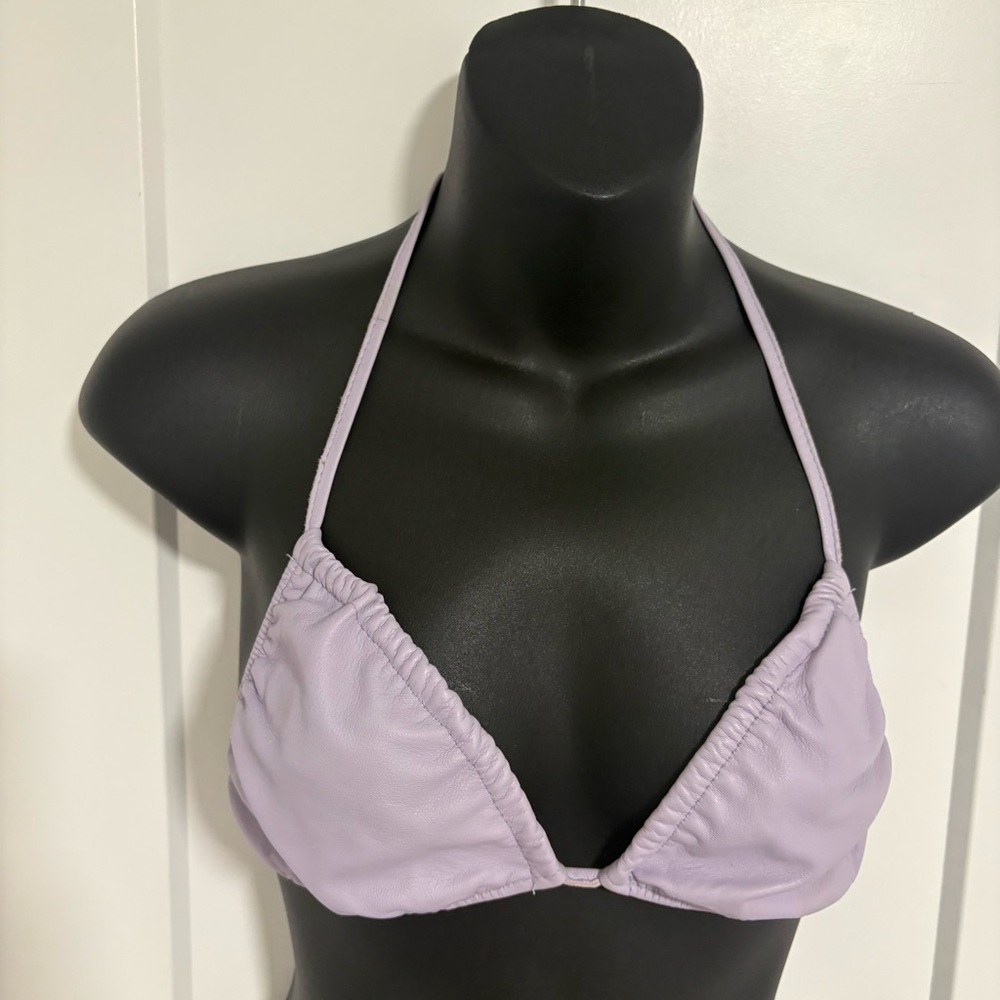 Danier Purple Leather Bikini Top‎ Bra Women’s Size Medium - Picture 3 of 13